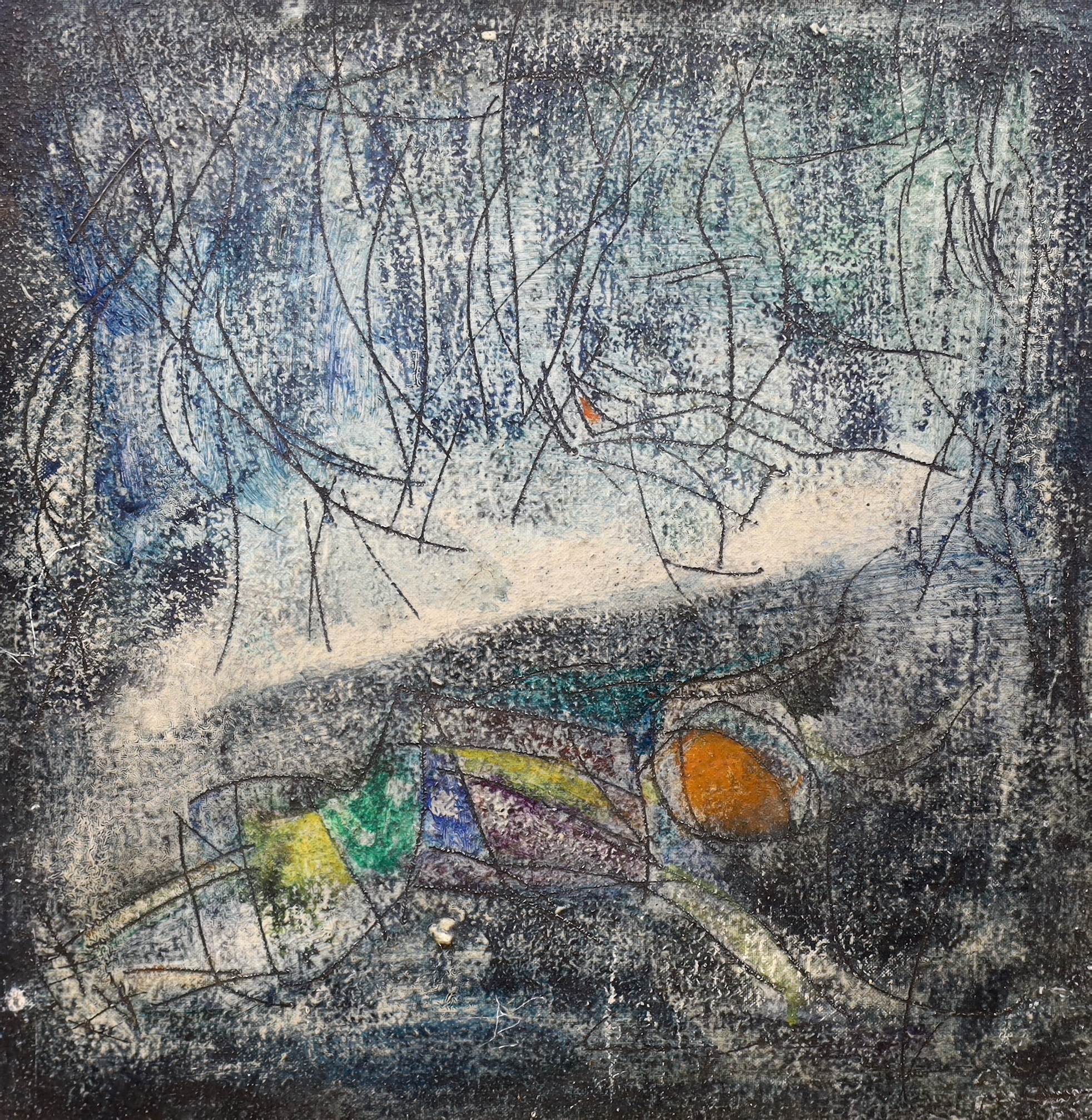 T. Yamagita (Japanese) pair of oils on board, 'Forest' and 'Girl', signed and dated 1968, 30 x 30cm